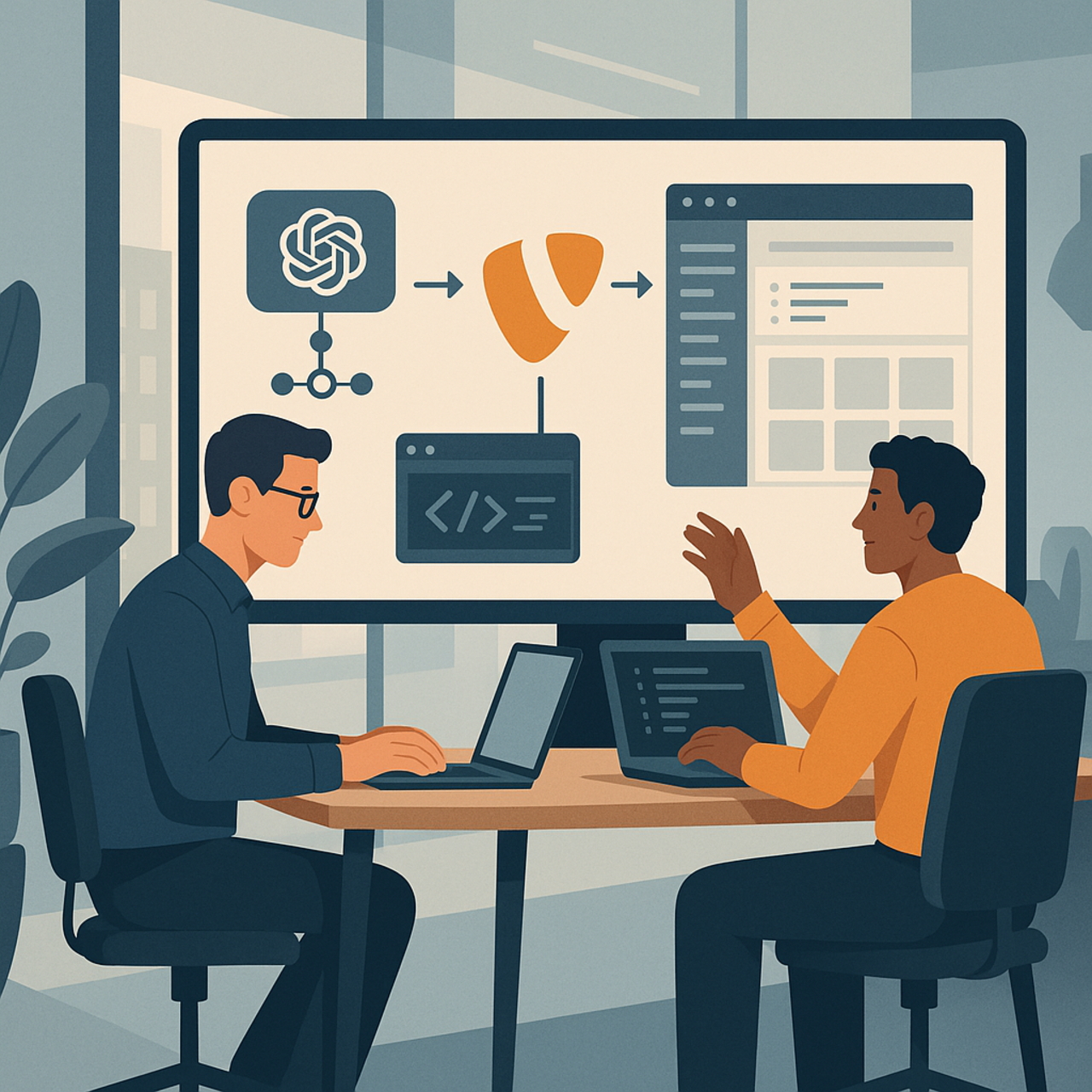 Hero Illustration zur praktischen Steuerung von TYPO3 mit ChatGPT und MCP